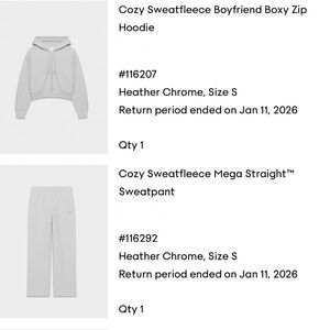 Aritzia Grey Boxy Zip Hoodie and Sweatpant Set